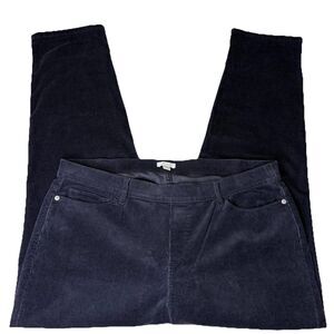 J Jill Corduroy Pants Womens XL Petite Navy Blue Straight Leg Pull On 29”